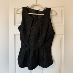 Jayee Sleeveless‎ Textured Peplum Top, Black, Size Large